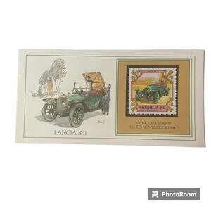1911 Lancia Mongolia Stamp Basil Smith Print Issued 1980 Cars Automobile